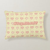 バレンタインピンクハート市松模様にクリームカップルギフト アクセントクッション (正面)