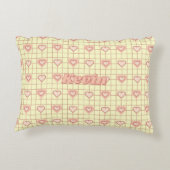 バレンタインピンクハート市松模様にクリームカップルギフト アクセントクッション (裏面)
