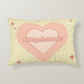 バレンタインピンクハート市松模様にクリームカップルギフト アクセントクッション (正面)
