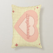 バレンタインピンクハート市松模様にクリームカップルギフト アクセントクッション (正面(垂直))