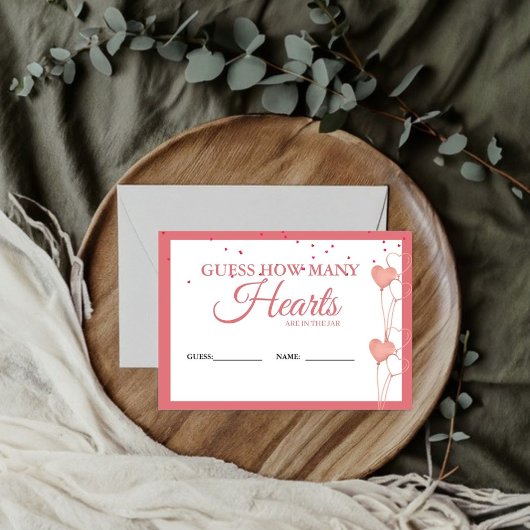 バレンタインピンクハート推測いくつのハートゲーム エンクロージャーカード