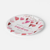 バレンタインピンクハート赤ちゃんシャワー ペーパープレート (アングル)