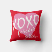 バレンタインピンクハートXOXOフォーエバーレッド クッション (裏面)