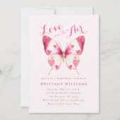 バレンタインピンクバタフライブライダルシャワー招待 招待状 (正面)
