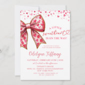 バレンタインピンクボウベイビーシャワー 招待状 (正面)