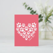 バレンタインピンクポープリントハート ポストカード (スタンド正面)