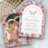 バレンタインピンクレッドローゼバタフライブライダルシャワー 招待状