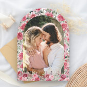 バレンタインピンクレッドローゼバタフライブライダルシャワー 招待状