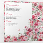 バレンタインピンクレッドローゼバタフライ結婚ズ 三つ折り招待状 (内部最初)