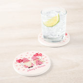 バレンタインピンク格言赤いハートカップル名 コースター (側面)