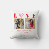 バレンタインピンク白ハート写真 クッション (正面)