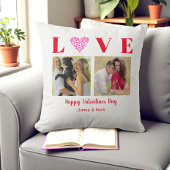 バレンタインピンク白ハート写真 クッション