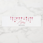 バレンタインピンク赤いハートベビーシャワー ペットボトルラベル (シングルラベル)