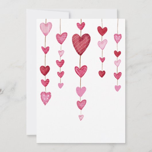 バレンタインピンク赤いハートベビーシャワー 招待状 (裏面)