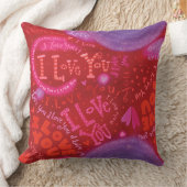 バレンタインピンク赤いハート好きタイポフィー クッション (ブランケット)