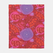 バレンタインピンク赤いハート私はあなたを愛するタイポグラフィ フリースブランケット (正面)