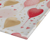 バレンタインピンク赤と金ゴールドハートバルーン カッティングボード (角)
