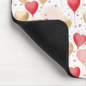 バレンタインピンク赤と金ゴールドハートバルーン マウスパッド (コーナー)