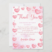バレンタインピンク スイートハート バースデー フォト サンキューカード (正面)
