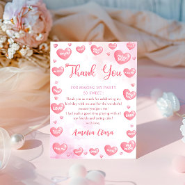 バレンタインピンク スイートハート バースデー フォト サンキューカード
