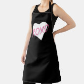バレンタインピンクXOXOキスハグスホワイトハートブラック エプロン (インサイチュ)