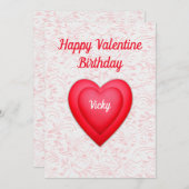 バレンタインファンシー誕生日カスタマイズ赤いハートカード シーズンカード (正面/裏面)