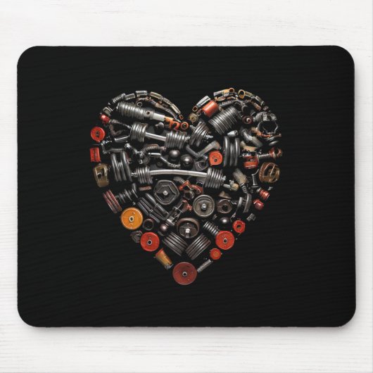 バレンタインフィットネスウエイトアンドジムトレーニングハートGr マウスパッド (正面)