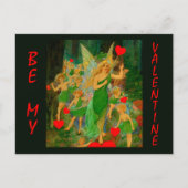 バレンタインフェアリーランドクイーンチタニア赤いハートキューピッド ポストカード (正面)