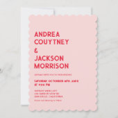 バレンタインフォトレッドとピンク結婚ズ 招待状 (正面)