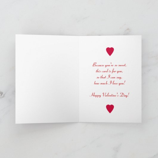 バレンタインフォーマイ旦那 – 赤いハートデザインホリダ シーズンカード (内部)