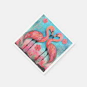 バレンタインフラミンゴアート スタンダードカクテルナプキン (角)