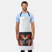 バレンタインフラミンゴ エプロン (着用した状態)