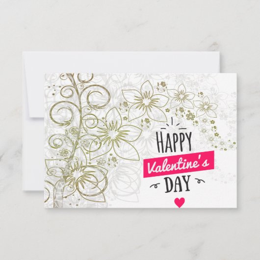 バレンタインフラワーアート白黒 サンキューカード (正面)