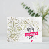 バレンタインフラワーアート白黒 サンキューカード (スタンド正面)