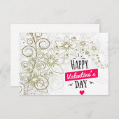 バレンタインフラワーアート白黒 サンキューカード (正面/裏面)