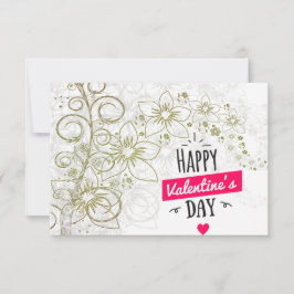 バレンタインフラワーアート白黒 サンキューカード