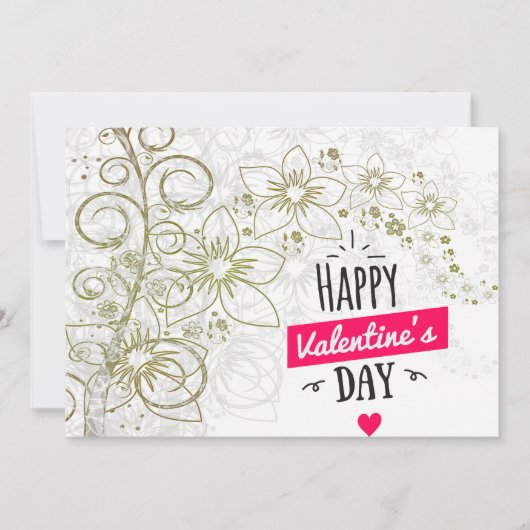 バレンタインフラワーアート白黒 シーズンカード (正面)