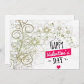 バレンタインフラワーアート白黒 シーズンカード (正面/裏面)