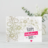 バレンタインフラワーアート白黒 招待状 (スタンド正面)