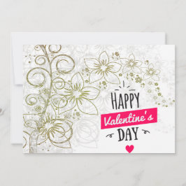 バレンタインフラワーアート白黒 招待状