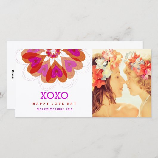 バレンタインフラワーラブハートあいさつフォトカード シーズンカード (正面/裏面)