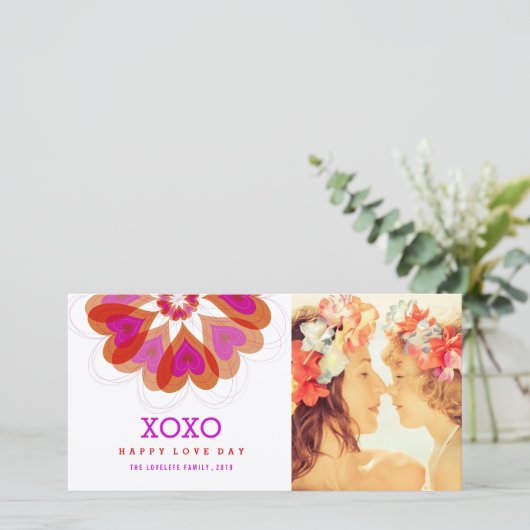 バレンタインフラワーラブハートあいさつフォトカード シーズンカード (スタンド正面)