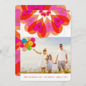 バレンタインフラワーラブピンクスイートハートズシック写真 シーズンカード (正面/裏面)