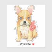 バレンタインフランスのブルドッグビニールステッカー シール (シート)