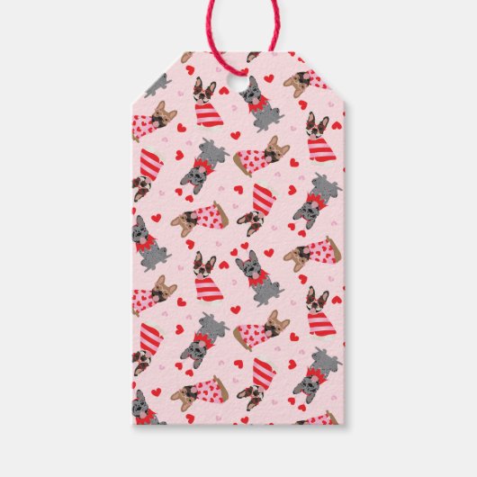 バレンタインフランスのブルドッグ ギフトタグ (正面)