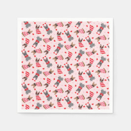 バレンタインフランスのブルドッグ スタンダードカクテルナプキン