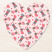 バレンタインフランスのブルドッグ ペーパーコースター (正面)