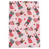 バレンタインフランスのブルドッグ ミディアムペーパーバッグ (正面)