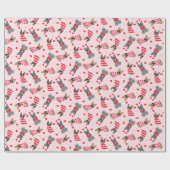 バレンタインフランスのブルドッグ ラッピングペーパー (フラット)