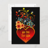 バレンタインフローラハートラブハガキ シーズンポストカード (正面/裏面)